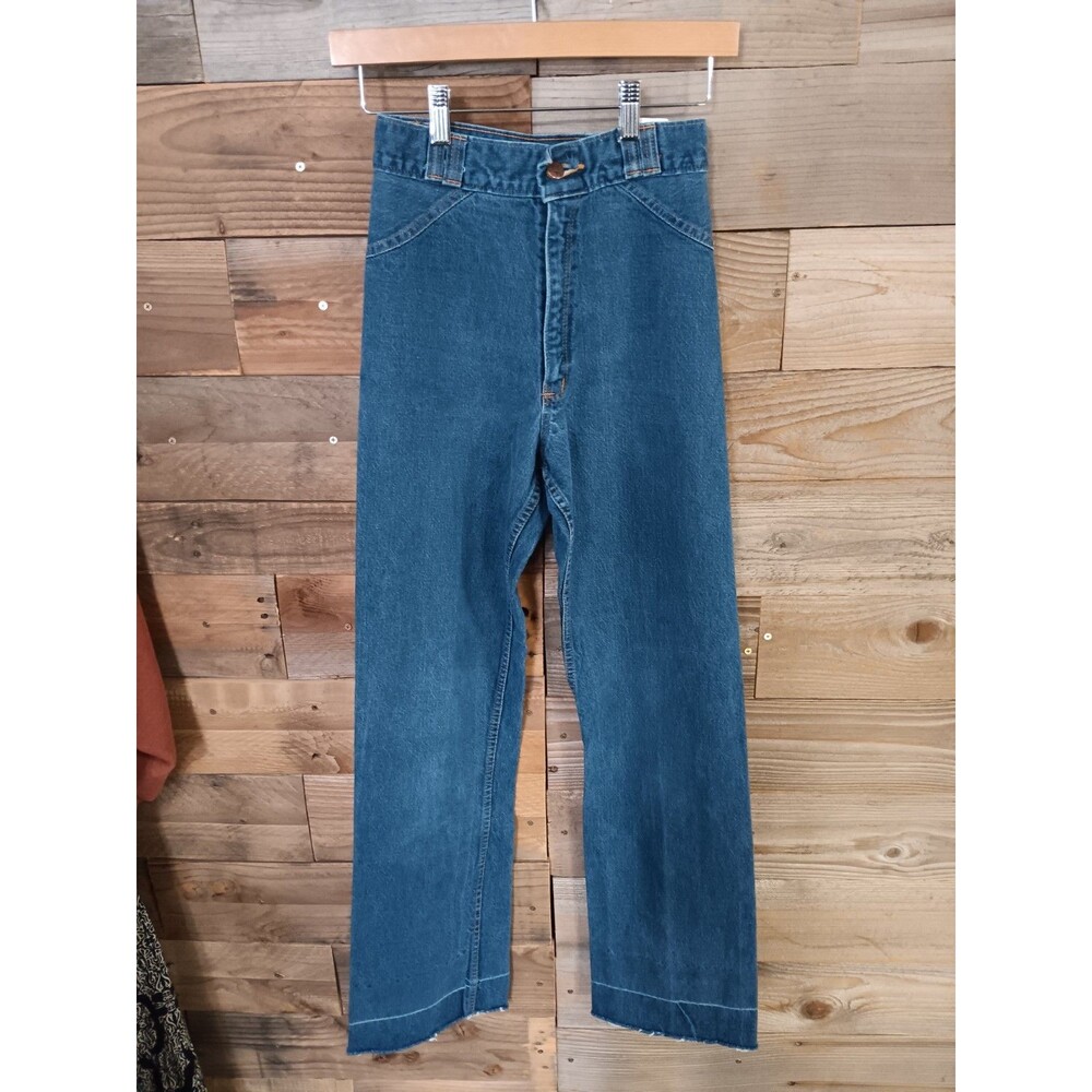 Vintage H.A.S.H. Bell Bottom Jeans Jrs. Sz. 22"W x 32"L Medium Blue Pocketless